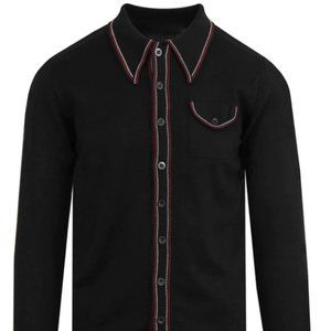 NWT Oxknit Men’s Black Long Sleeve Knitted Polo Sweater Size XL